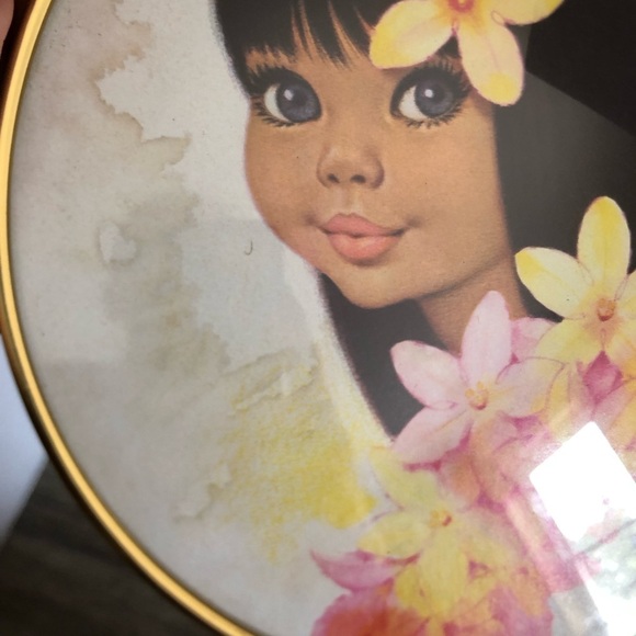 Vtg Owens Wide Eyed Girl Print with Convex Glass - Picture 6 of 9